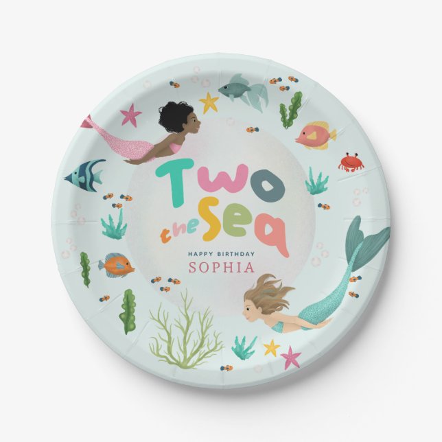 Prato De Papel Girls Whimsical Under the Sea 2nd Birthday (Frente)