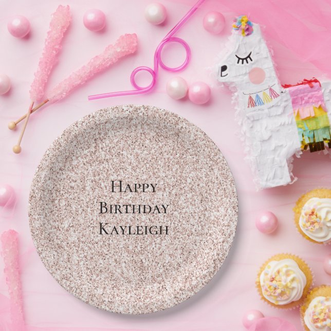 Prato De Papel Girly Glam Blush Pink Glitter Birthday (Festa)