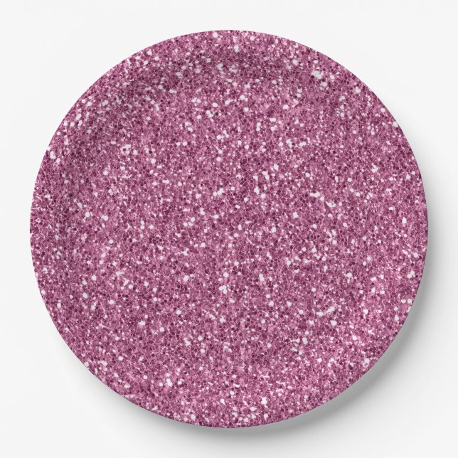Prato De Papel Girly Glitzy Pink Glitter (Frente)
