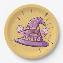 Prato De Papel Girly Halloween - Wizard Way to the Sweets