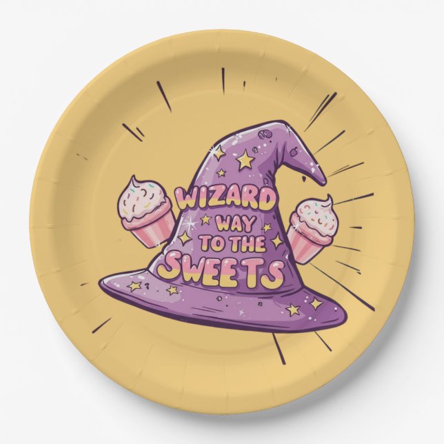 Prato De Papel Girly Halloween - Wizard Way to the Sweets (Frente)