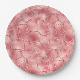 Prato De Papel Girly Pink Glitter Giraffe Impressão