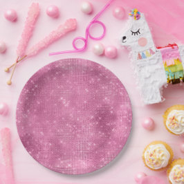 Prato De Papel Girly Pink Glitzy Sparkle