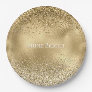 Prato De Papel Glam Dourado Glitzy Sparkle Glitter