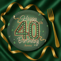 Glam Esmeralda Verde e Dourado 40º Aniversário