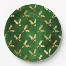 Glam Green Dourado Holly Christmas