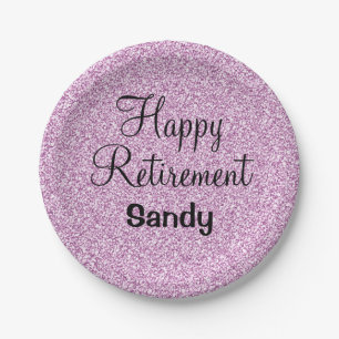 Prato De Papel Glam Happy Retirement Purple Glitkle Sparkle