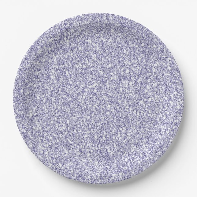 Prato De Papel Glam Lavanda Lilac Purple Glitter      (Frente)