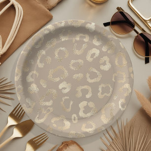 Prato De Papel Glam Leopard Spot Pattern Safari Dourado ID1154