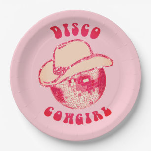 Prato De Papel Glitter de CowGirl Disco Rosa Bonita