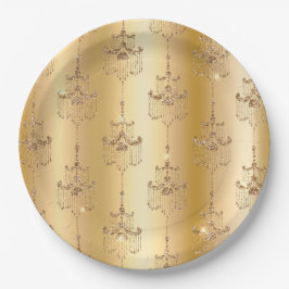 Prato De Papel Glitter de Glam Dourado