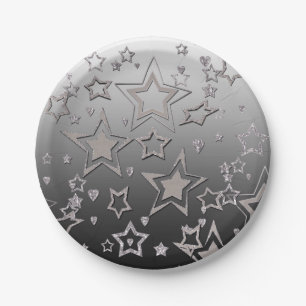 Prato De Papel Glitter de gradiente natalício brilhando estrelas