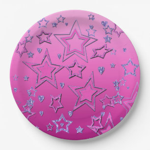 Prato De Papel Glitter de gradiente natalício brilhando estrelas