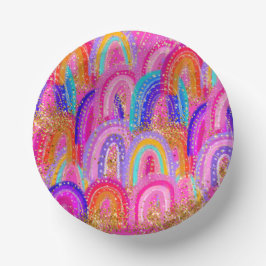 Prato De Papel Glitter Dourado cotovelo-cônico