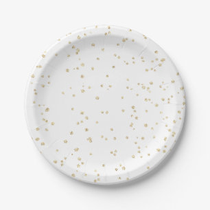 Prato De Papel Glitter Dourado de Aniversário da Criança