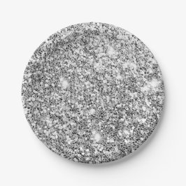 Prato De Papel Glitter prateado