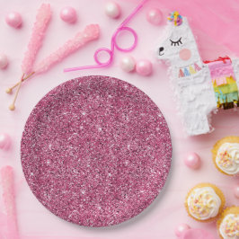 Prato De Papel Glitter Rosa Girassol