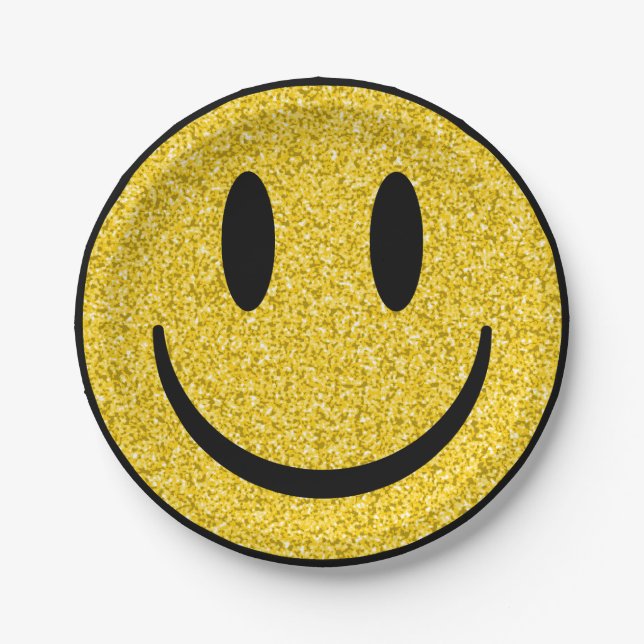 Prato De Papel Glitter Smile Face (Frente)