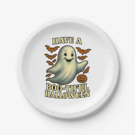 Prato De Papel Glittery Ghost "Have a Boo Belo Halloween"