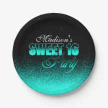 Glitz e Preto-glamouroso e Aqua Sweet 16