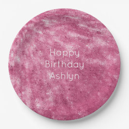 Prato De Papel Glitzy Sparkle Pink Birthday