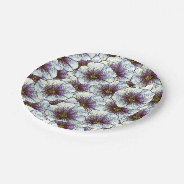 Prato De Papel Glória da Manhã Roxo e Branco (Inclinado)