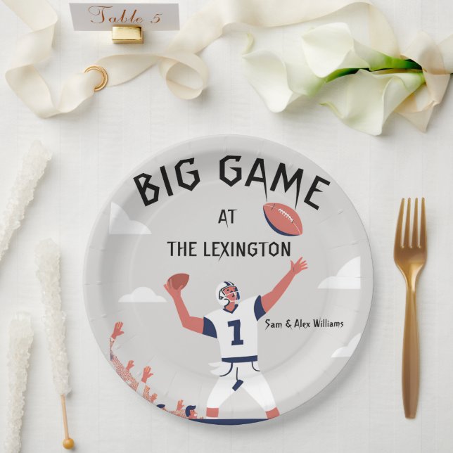 Prato De Papel "Glória do Dia do Jogo: Super Bowl Bash 2025" (Casamento)