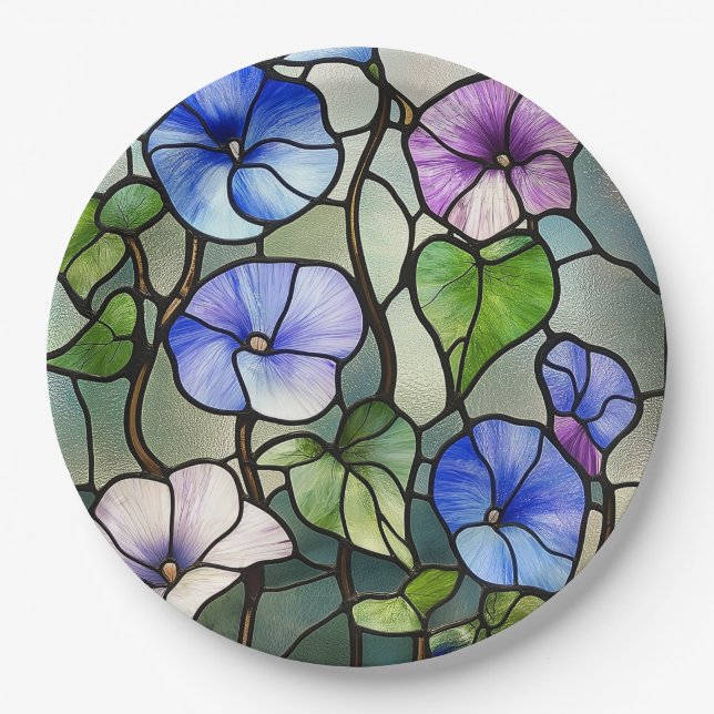 Prato De Papel Glórias matinais de vidro retido (Frente)