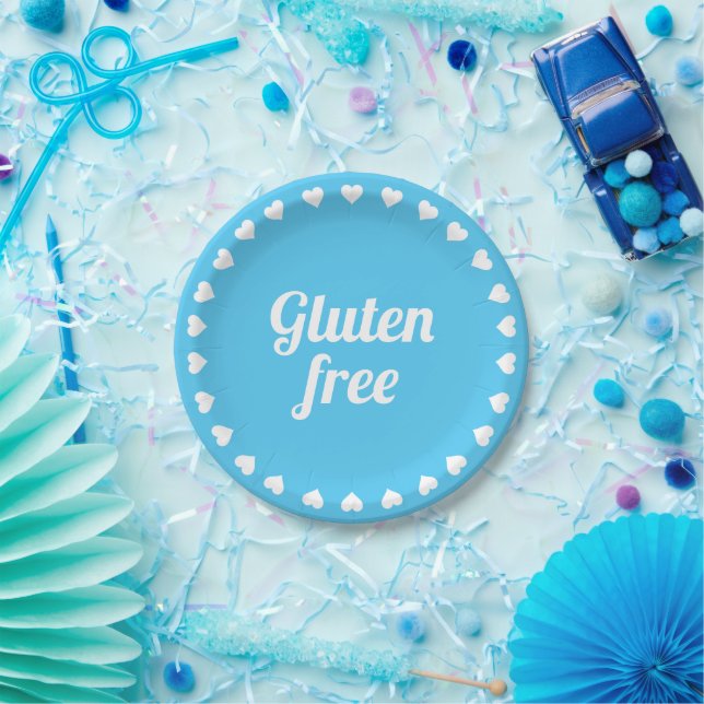 Prato De Papel Gluten Free Celiac Coeliac Blue Party Plate Plate (Festa)