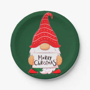 Prato De Papel Gnomo de Natal