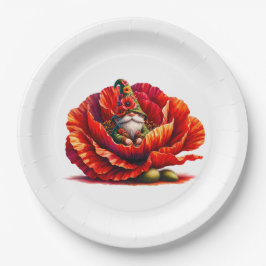 Prato De Papel Gnomo do Jardim de Aquarela Whimsic