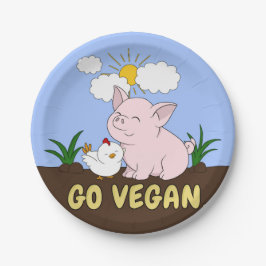 Prato De Papel Go Vegan - Suíno e Galinha Bonitos