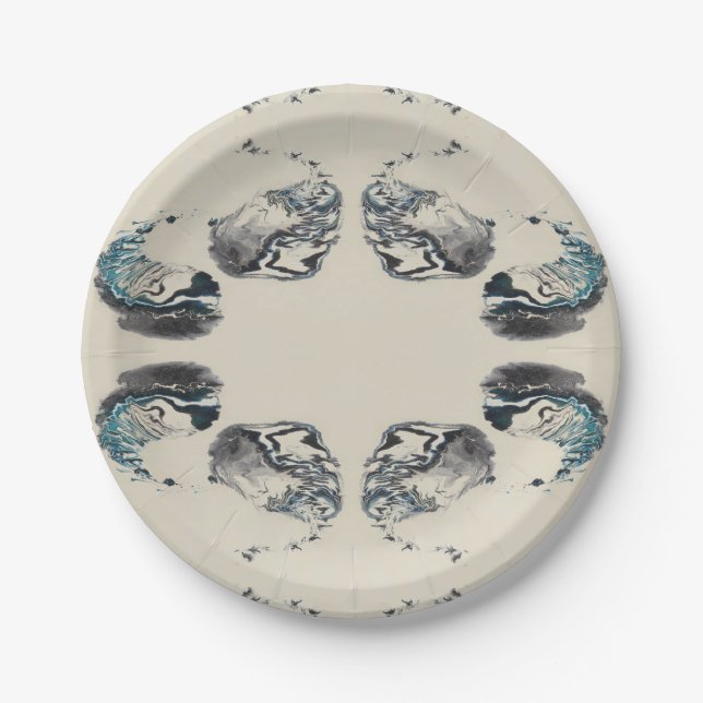 Prato De Papel Go With the Flow - Acrylic Pouring (Frente)