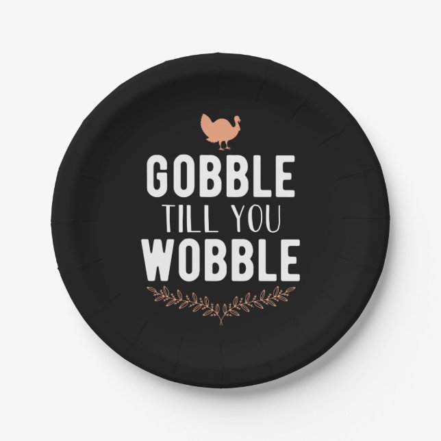 Prato De Papel Gobble Até Você Jogar Pás De Papel De Ação De Graç (Frente)