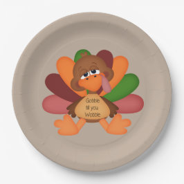 Prato De Papel gobble giro até que você jogue peru Ação de Graças