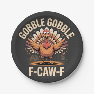 Prato De Papel Gobble Gobble F-Caw-F Turquia Engraçado Ação de Gr