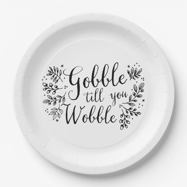 Prato De Papel Gobble Till You Wobble (Frente)