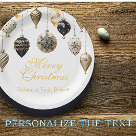 Prato De Papel Gold and Black Christmas Baubles