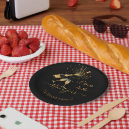 Prato De Papel  Gold Champagne Cheers New Year