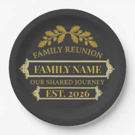 Prato De Papel Gold Oak Leaf Family Reunion Custom Name and Year