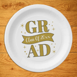 Prato De Papel Gold & White Graduation Party