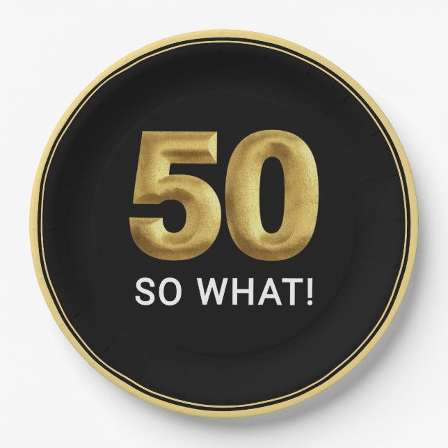 Prato De Papel Golden 50 So What Funny Birthday Party (Frente)
