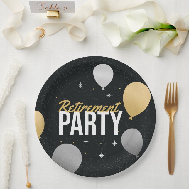 Prato De Papel Golden Balloon Send‑Off Plate (Casamento)