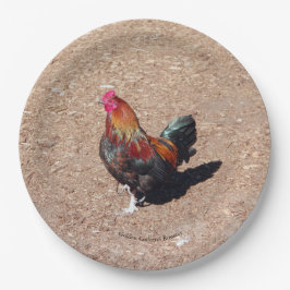 Prato De Papel Golden Cockerel Rooster paper plate