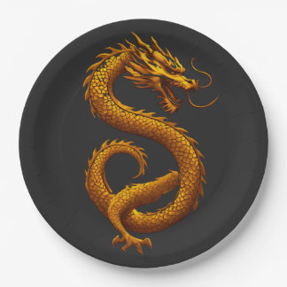 Prato De Papel Golden Dragon
