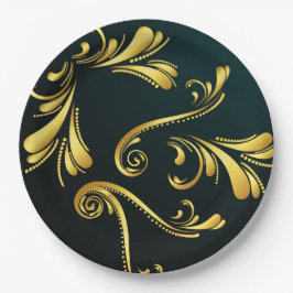 Prato De Papel Golden ornament paper plates