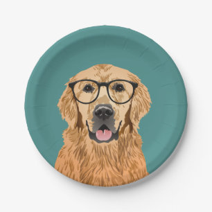 Prato De Papel Golden retriever do hipster