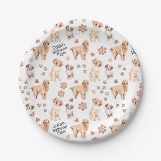 Prato De Papel Golden Retriever Mom Pattern