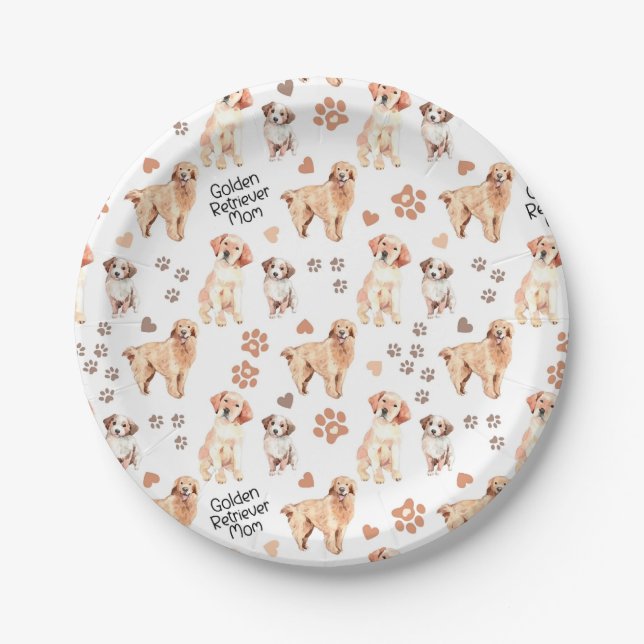 Prato De Papel Golden Retriever Mom Pattern (Frente)