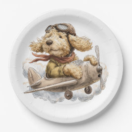 Prato De Papel Goldendoodle Dog Pilot Airplane